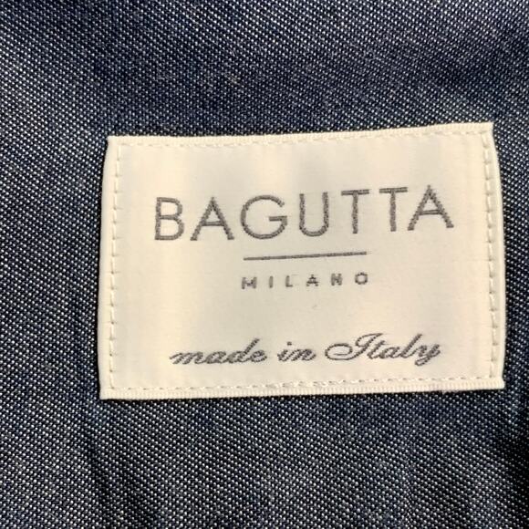 BAGUTTA Size S Grey Cotton Spread Collar Slim Fit Long Sleeve Shirt - Picture 4 of 6